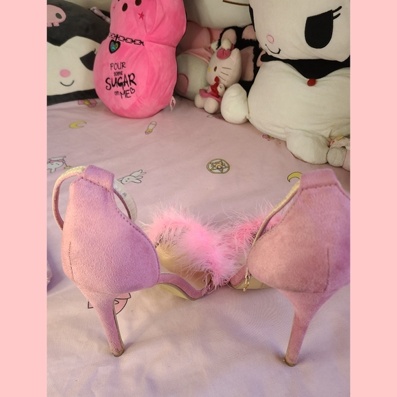 Fluffy feather lace up high heels Sandals barbie - Picture 4 of 4